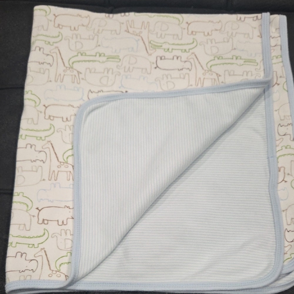 Carter's Animal Print Blanket with Blue Edge